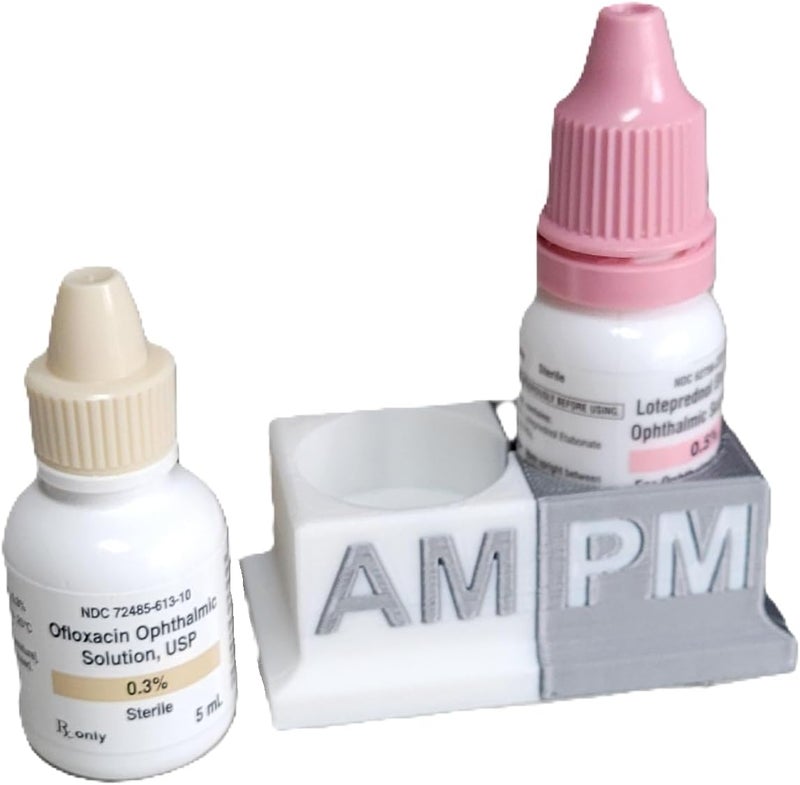 Znet3D Eye Drops Organizer and Tracker, AM/PM Dual Slot Holder (Silver/White) - Image 3